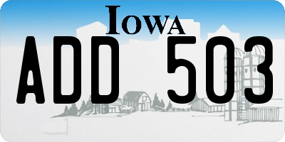 IA license plate ADD503