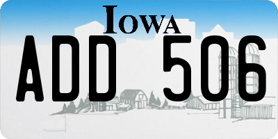 IA license plate ADD506