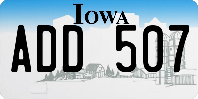 IA license plate ADD507