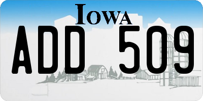 IA license plate ADD509
