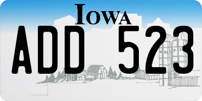IA license plate ADD523