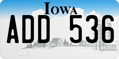 IA license plate ADD536