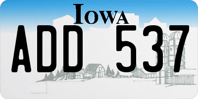 IA license plate ADD537