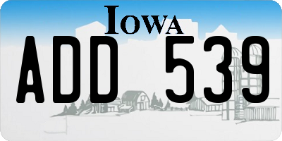 IA license plate ADD539