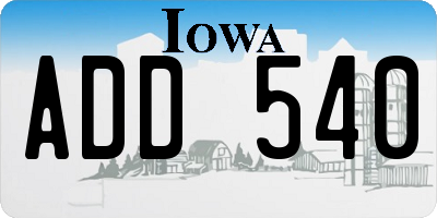 IA license plate ADD540