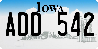 IA license plate ADD542