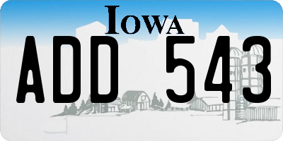 IA license plate ADD543