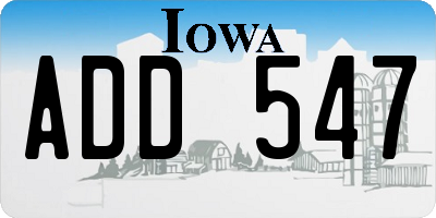 IA license plate ADD547