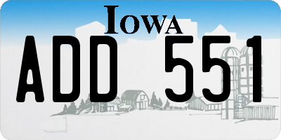 IA license plate ADD551