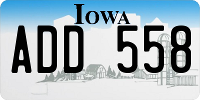 IA license plate ADD558