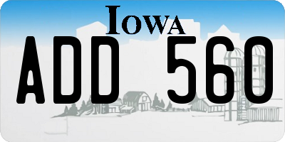 IA license plate ADD560