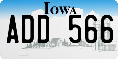 IA license plate ADD566