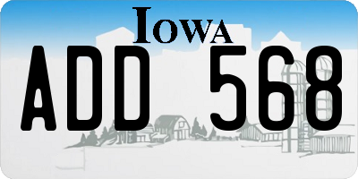 IA license plate ADD568