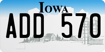 IA license plate ADD570