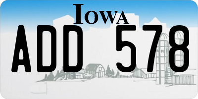 IA license plate ADD578