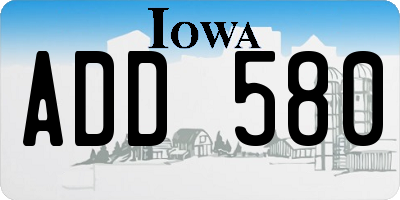 IA license plate ADD580