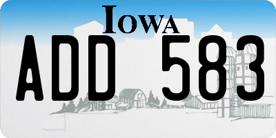 IA license plate ADD583