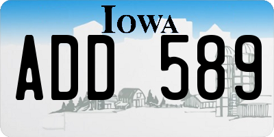 IA license plate ADD589