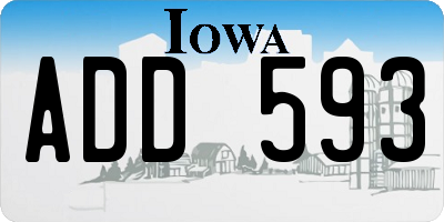 IA license plate ADD593