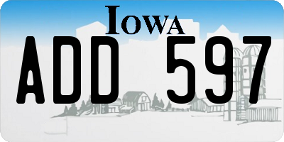 IA license plate ADD597