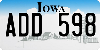 IA license plate ADD598