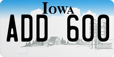 IA license plate ADD600