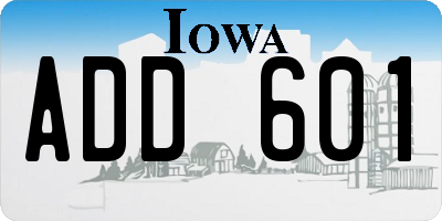 IA license plate ADD601