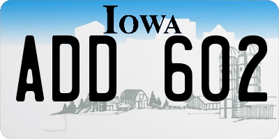 IA license plate ADD602