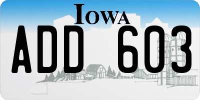 IA license plate ADD603