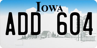 IA license plate ADD604