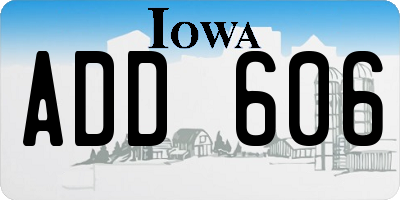 IA license plate ADD606