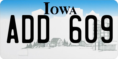 IA license plate ADD609