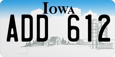 IA license plate ADD612