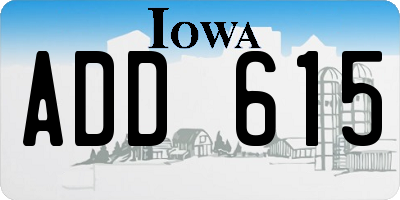 IA license plate ADD615