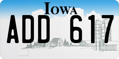 IA license plate ADD617