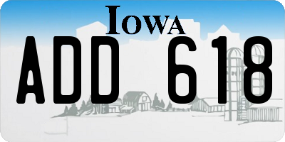 IA license plate ADD618