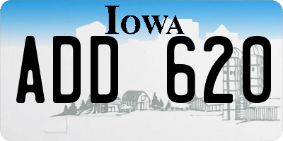 IA license plate ADD620