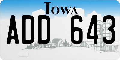 IA license plate ADD643