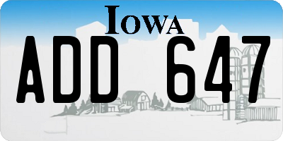 IA license plate ADD647
