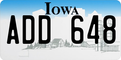 IA license plate ADD648
