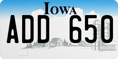 IA license plate ADD650