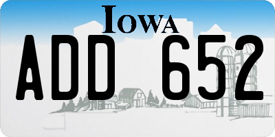 IA license plate ADD652