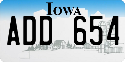 IA license plate ADD654