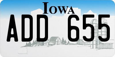 IA license plate ADD655