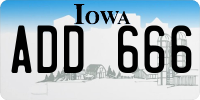 IA license plate ADD666