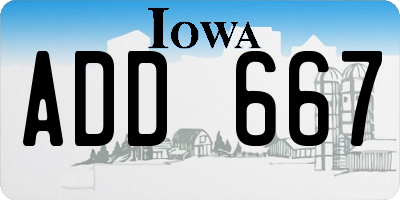 IA license plate ADD667