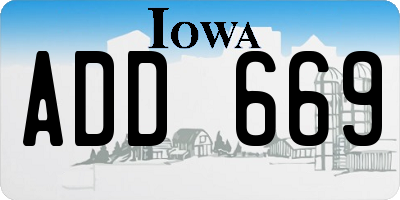 IA license plate ADD669