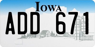 IA license plate ADD671