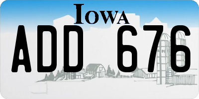 IA license plate ADD676