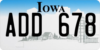 IA license plate ADD678